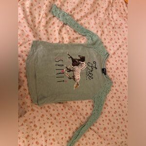 “Free Spirit” Horse Long Sleeve with lace sleeves